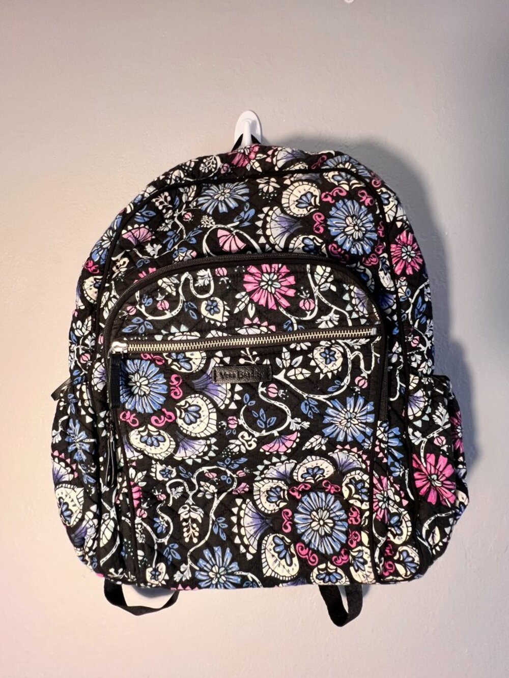 EUC - Vera Bradley Iconic Campus Backpack in Black Floral Bramble